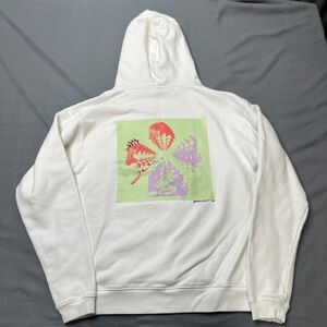 Moussy Hoodie Men L White Project U Graphic 100% Cotton Japan Pullover